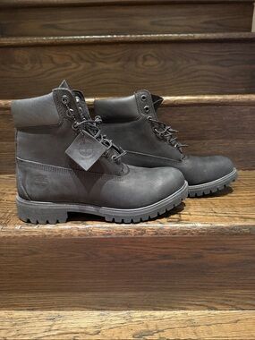 Timberland Black Men's Nubuck Lace-Up Work Boots